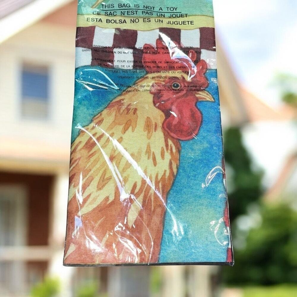 Farmhouse Rooster Chicken House Flag Checkerboard Outdoor Decor 40" NWT Country